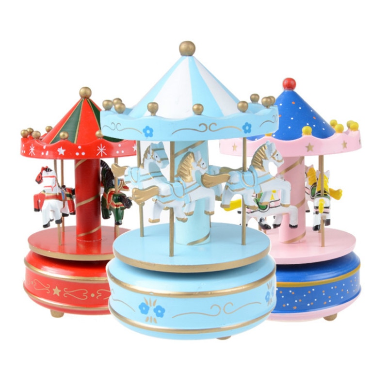 Giocattolo creativo Carosello di Legno della cassa di Risonanza Merry-Go-Round Music Box Giocattoli Per Bambini Regali Di Compleanno