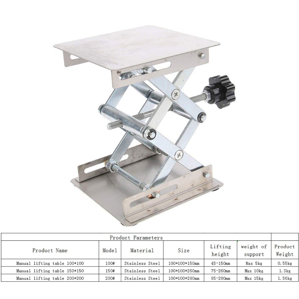Home Stainless Steel Router Lift Table Woodworking Engraving Lab Lifting Stand Rack Lift Platform for Cutting Wood Workbench