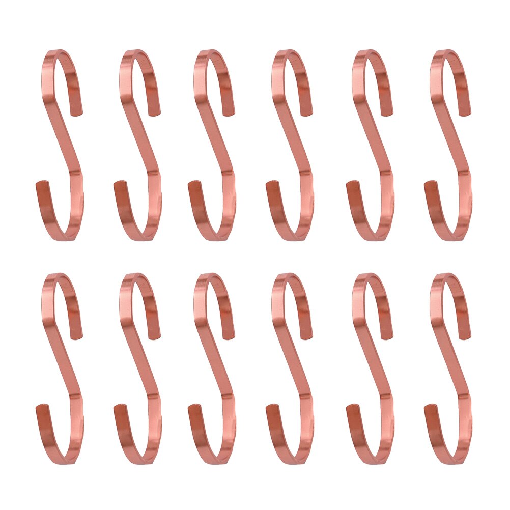 12 Pcs Metal Hook Rose Gold Hanging Hooks S Shaped Small S Nail-Free Hook for Supermarket Display Clothes Prop