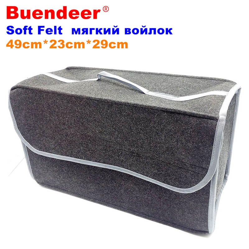Buendeer auto kofferbak organizer zachte vilt opvouwbare opbergdoos brandwerende organizer auto opbergzak auto opberggereedschap: 49-23-29cm lichtgrijs