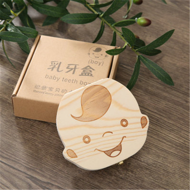 Russisch/Frans Kids Houten Tand Doos Babies Tand Organizer voor Kid Bladverliezende Opbergdoos Creatieve Kind Melk tanden Doos: French Boys