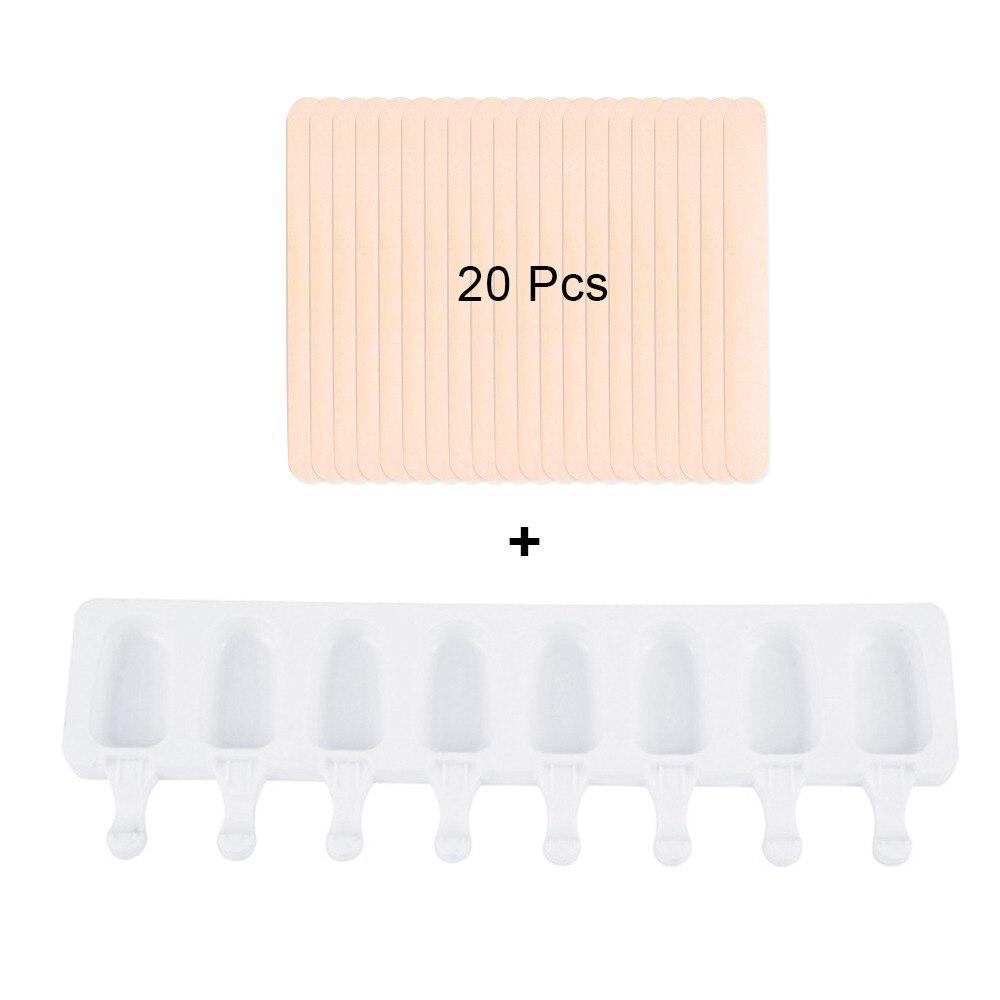 Silicone Ice Cream Mold DIY Homemade Wooden Stick Freezer Juice Forms For Ice Cream Tray Popsicle Barrel Maker Ice Cream Tools: with 20 Sticks