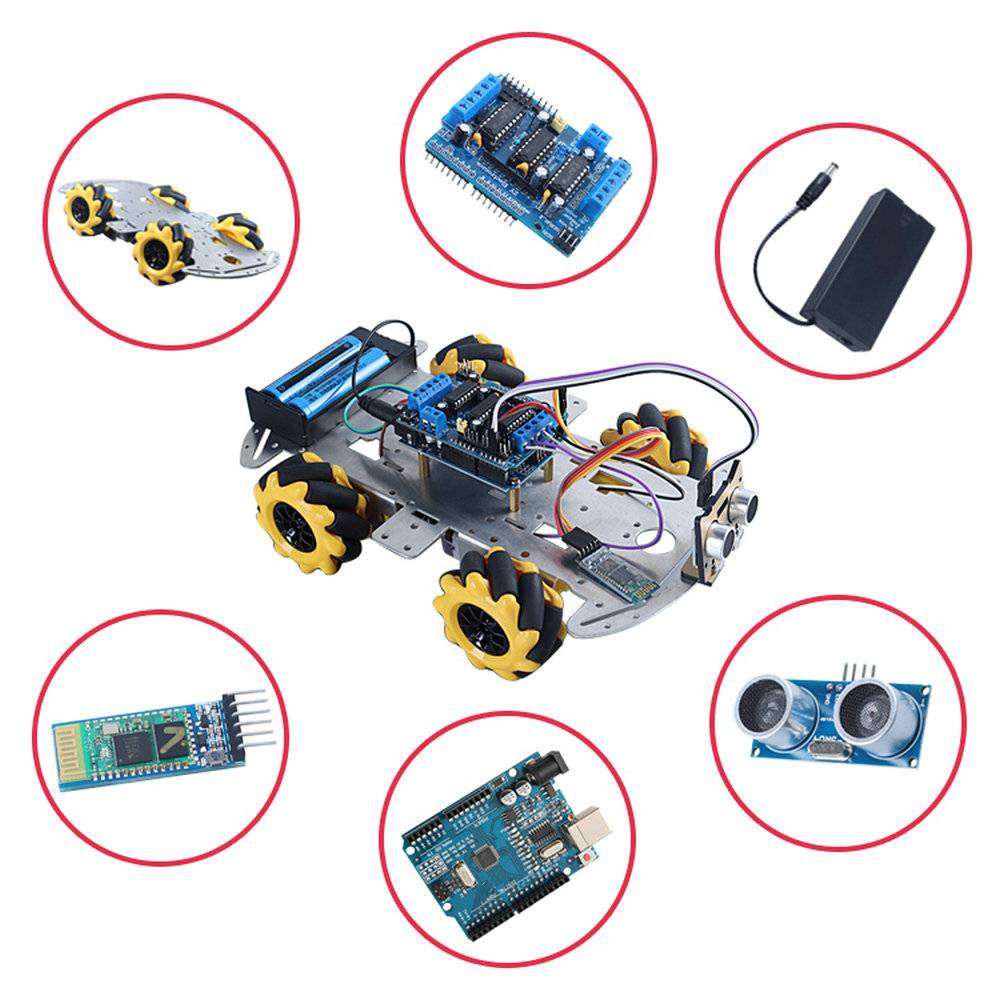 4WD DIY Smart Robot Car With Bluetooth,Ultrasonic module For Arduino Education Programming for CH340 Uno R3 with Tutorials