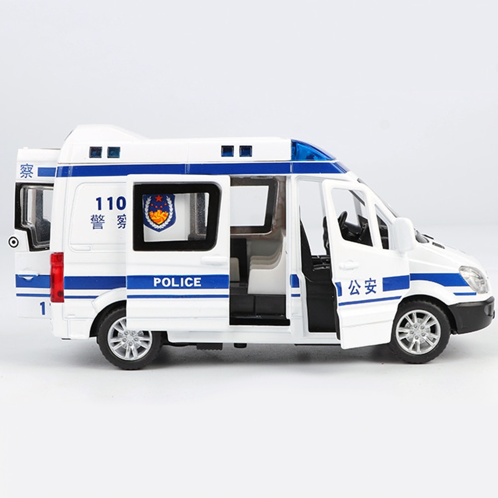 Mini simuleret pull back metal lys lyd lys ambulance politibil model model legetøj drenge