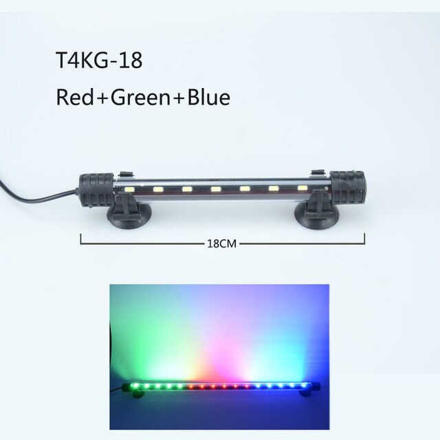 Luz LED impermeable para acuario, lámpara de pecera subacuática, decoración de acuarios, iluminación de plantas de 18-48CM, 220-240V, chip 5050: 18cm RGB