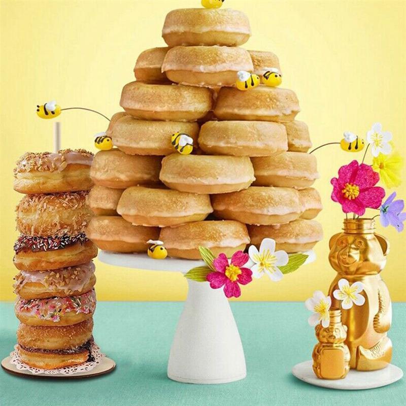 3 stk træ donuts stå fødselsdagsfest donut rack sød vogn stå donut display holder donuts bar favoriserer