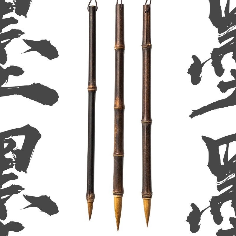 3pcs Weasel Hair Writing Brush Bamboo Penholder Beginner Painting Hook Line Pen Calligraphy Chinese Handwriting Practice Supply