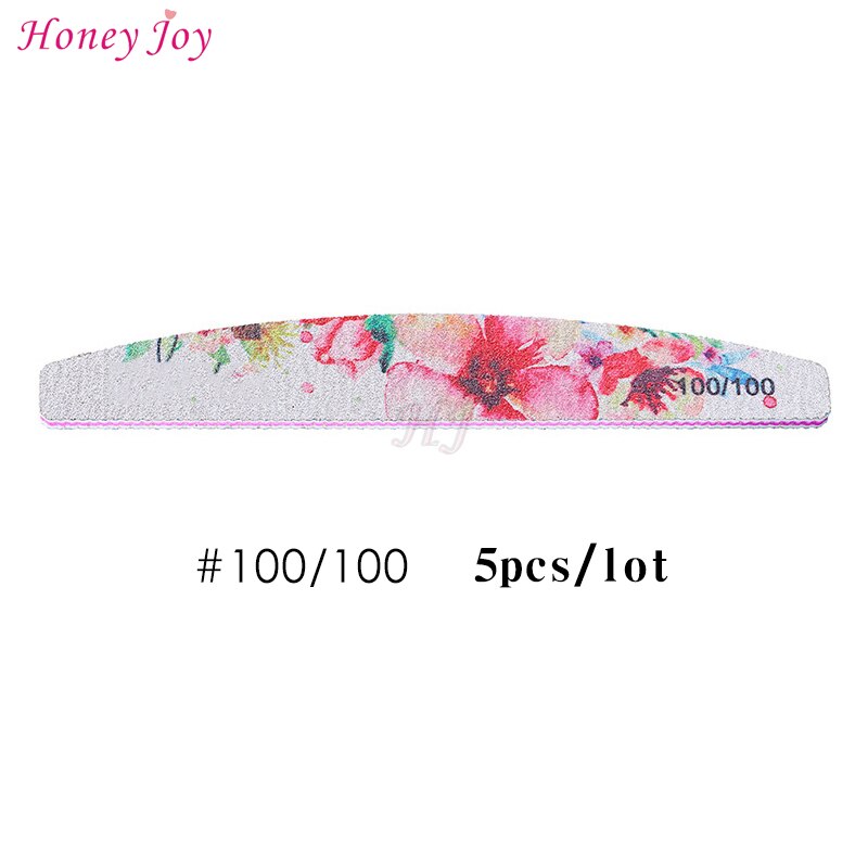 Grit #80/#100/#180 Curve Dubbele Side Nagelvijlen Nagelvijl Buffer Schuurblok Polish wasbare Bestand Manicure Gereedschap: 5 pcs Grit 100