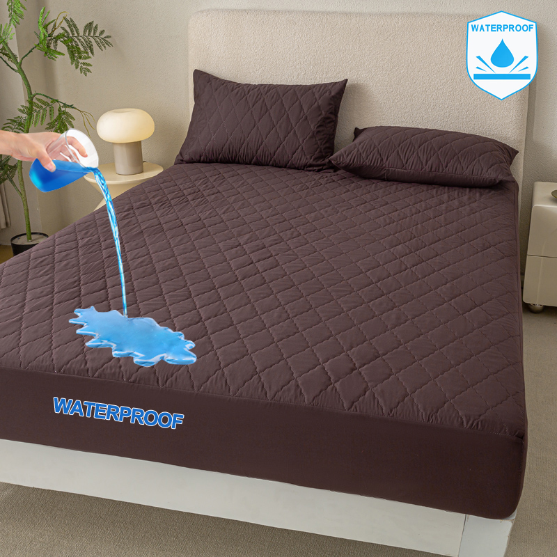 Waterproof Mattress Protector - Hypoallergenic Mattress Cover, Soft & Noiseless, Waterproof Bed Sheet, Anti-Slip Washable,Coffee