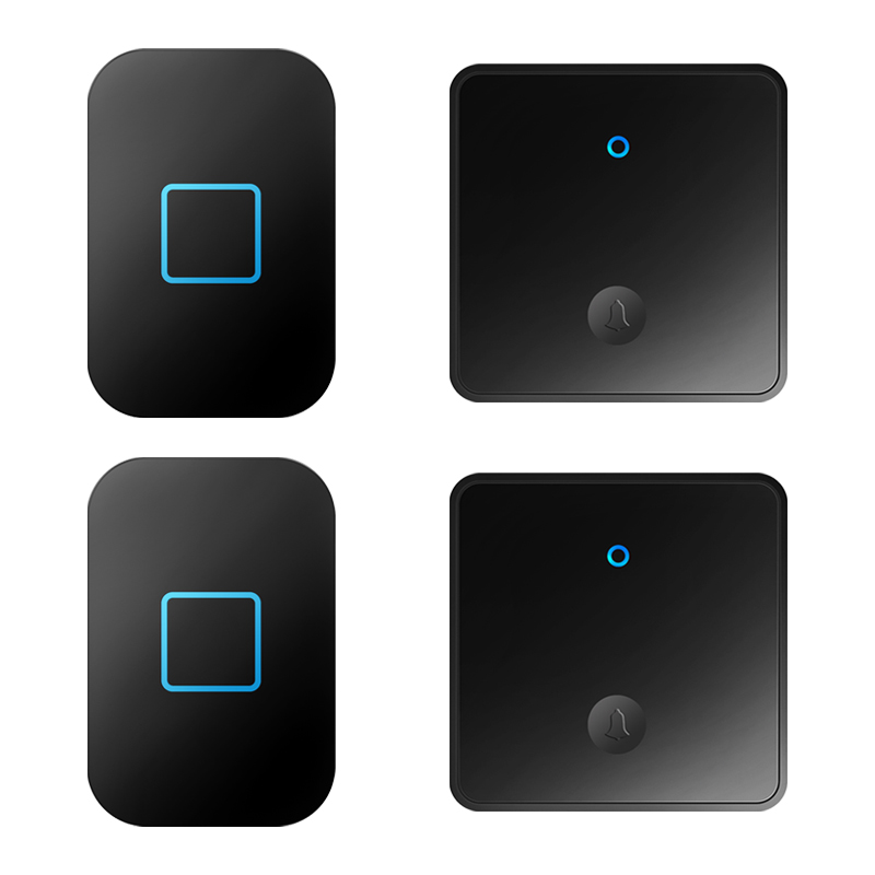 CACAZI Self-powered Wireless Doorbell Waterproof Battery-Free Button Intelligent Door Bell Sets Home Welcome Outdoor EU US UK: black / UK