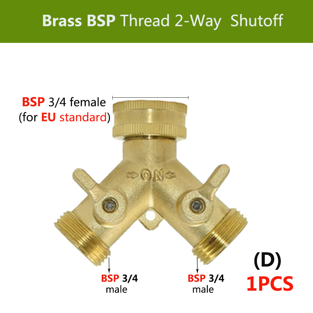 3/4 ''16Mm Zware Messing Y Splitter Bsp/Npt Dual Outlet Tap Connector 2 Way Adapter 2 kleppen Tuin Irrigatie Gewrichten: D