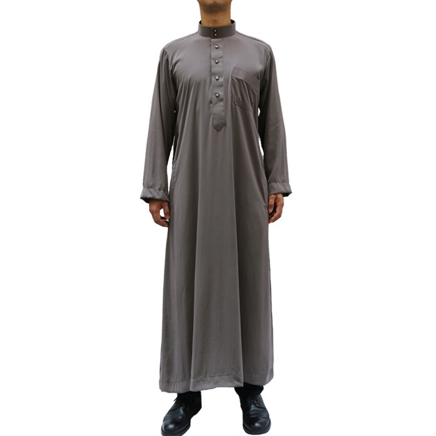 Adult Abaya Muslim Man Islamic Clothing Jubba Thobe Kurta Pakistan Evening Dress Arabic Traditional Ramadan Long Sleeve Robes