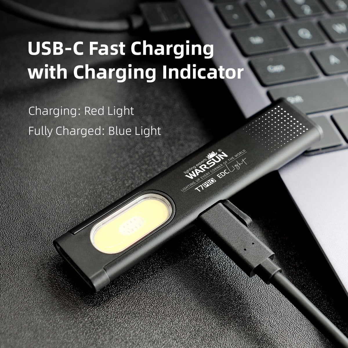 Warsun llavero LED linterna USB-C recargable 600Lm Mini linterna portátil linterna de bolsillo luz de trabajo de inundación con imán