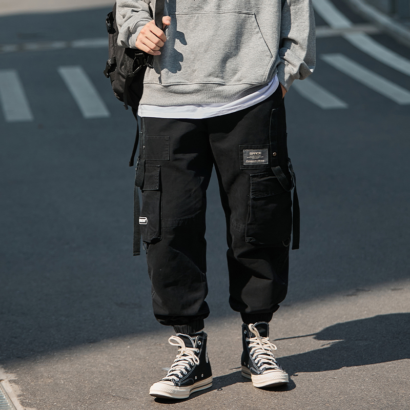 Single Road Mens Cargo Pants Men 2022 Multi Pockets Techwear Joggers Hip Hop Japanese Streetwear Trousers Baggy Pants For Men: Asian-M / Black Pants Men