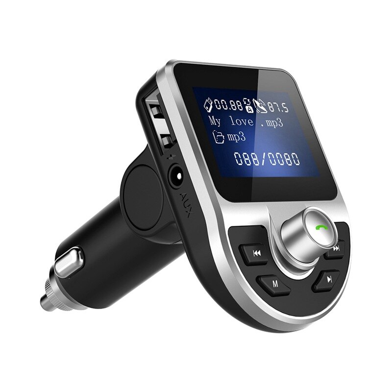 Auto Bluetooth Draadloze Adapter Fm-zender MP3 Radio Muziekspeler Auto Kit 2 Usb Charger Met Handsfree Bellen zwart En Sil