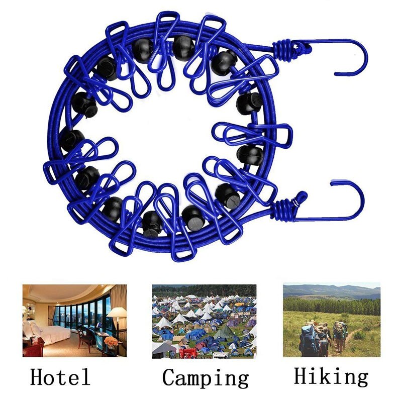 2 st bärbar reseklädstreck med 12 klämmor och positioneringsspänne infällbar tvättlina hem utomhus camping klädstreck