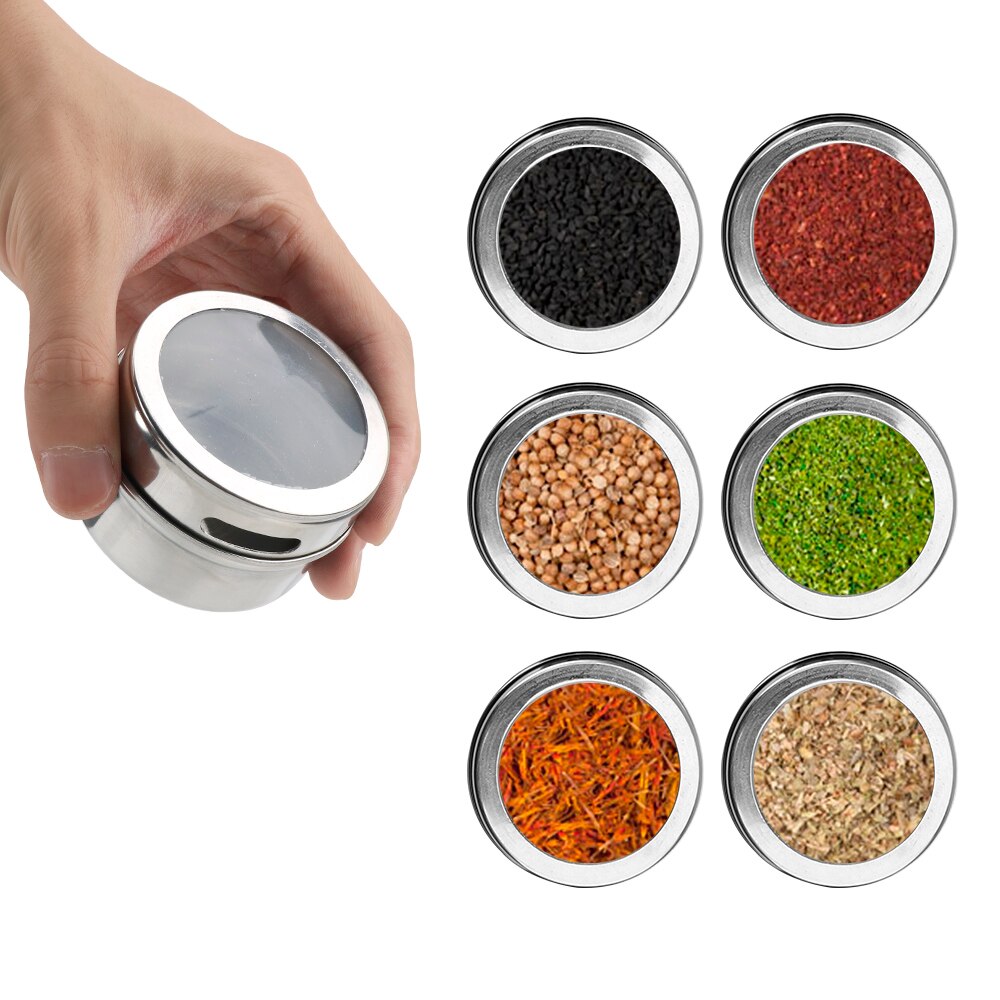 Magnetic Spice Jars Stainless Steel Spice Tins Spice Seasoning Containers With Spice Label