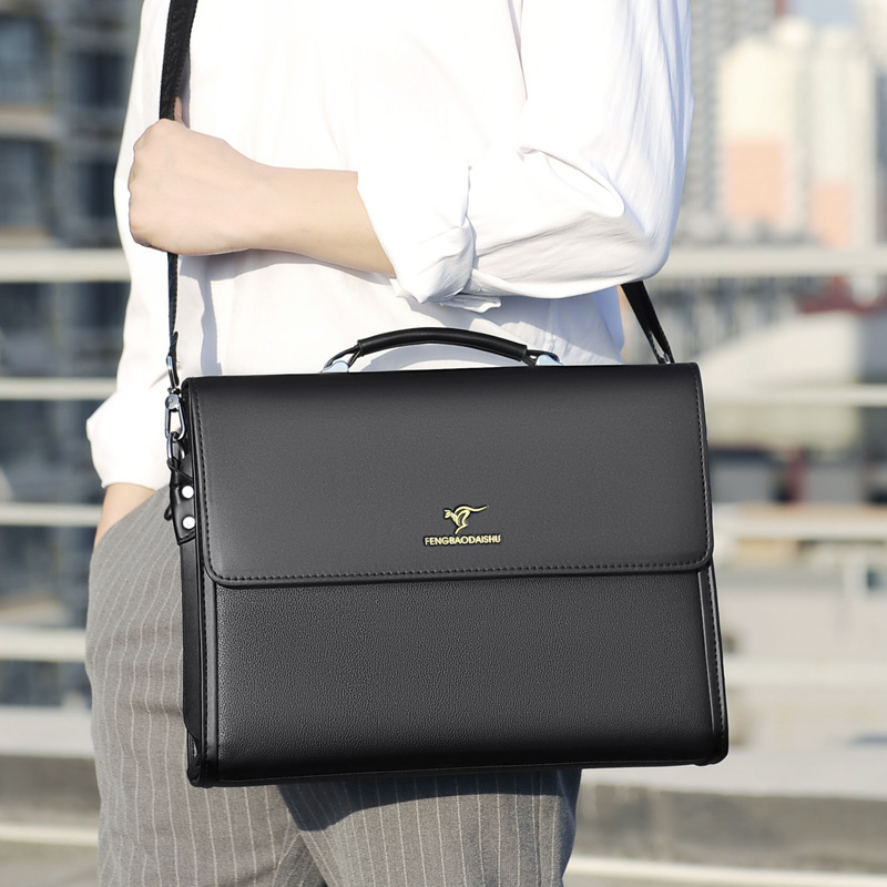 Luksusowa męska teczka projektant praca Business Casual Tote o dużej pojemności torebka ze skóry PU na ramię prawnica 14-calowa torba na laptopa