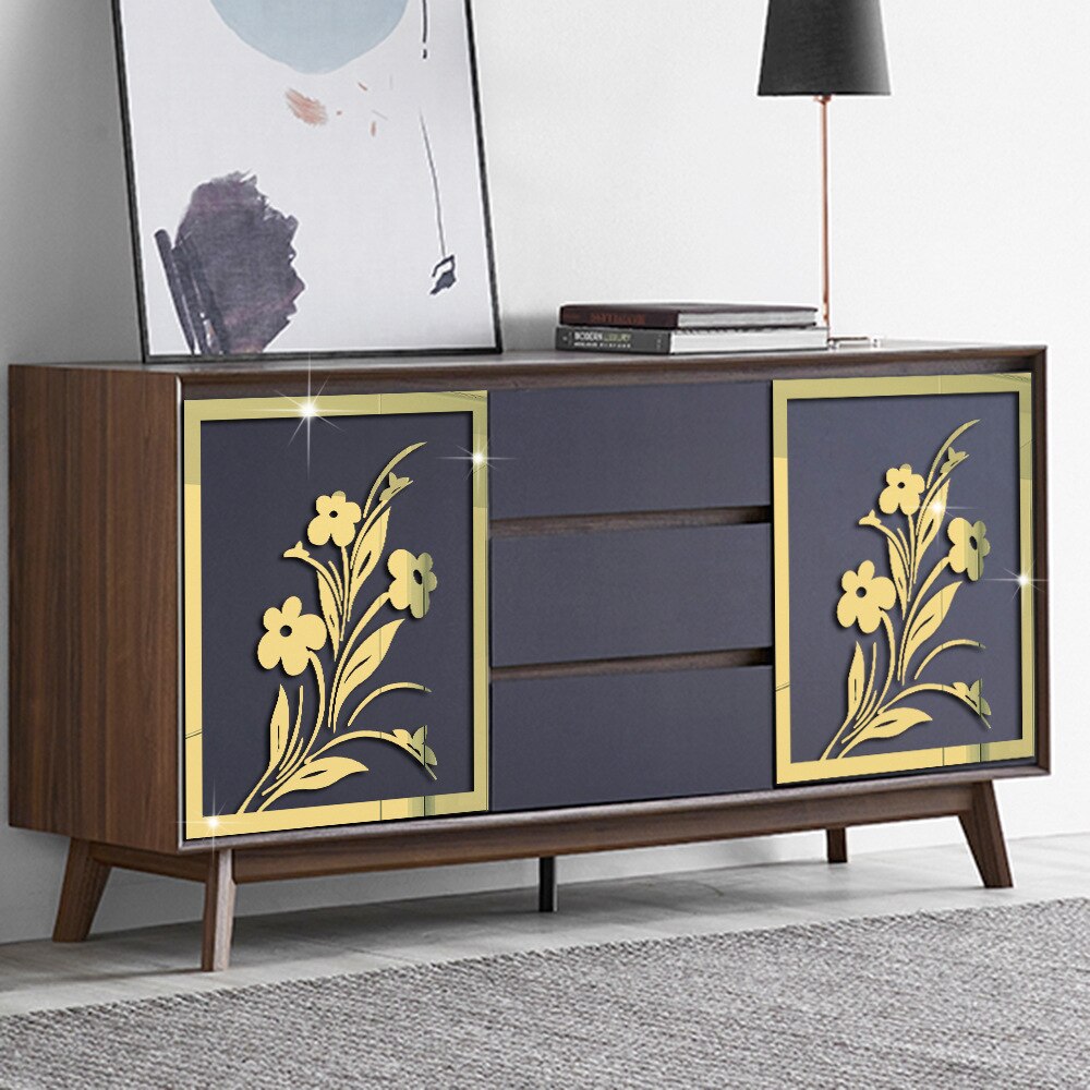 Meubels Kast Interieurstickers Spiegel Acryl Muur Sticker Zelfklevende 3D Waterdichte Sticker Tv Kast Decor Schilderen