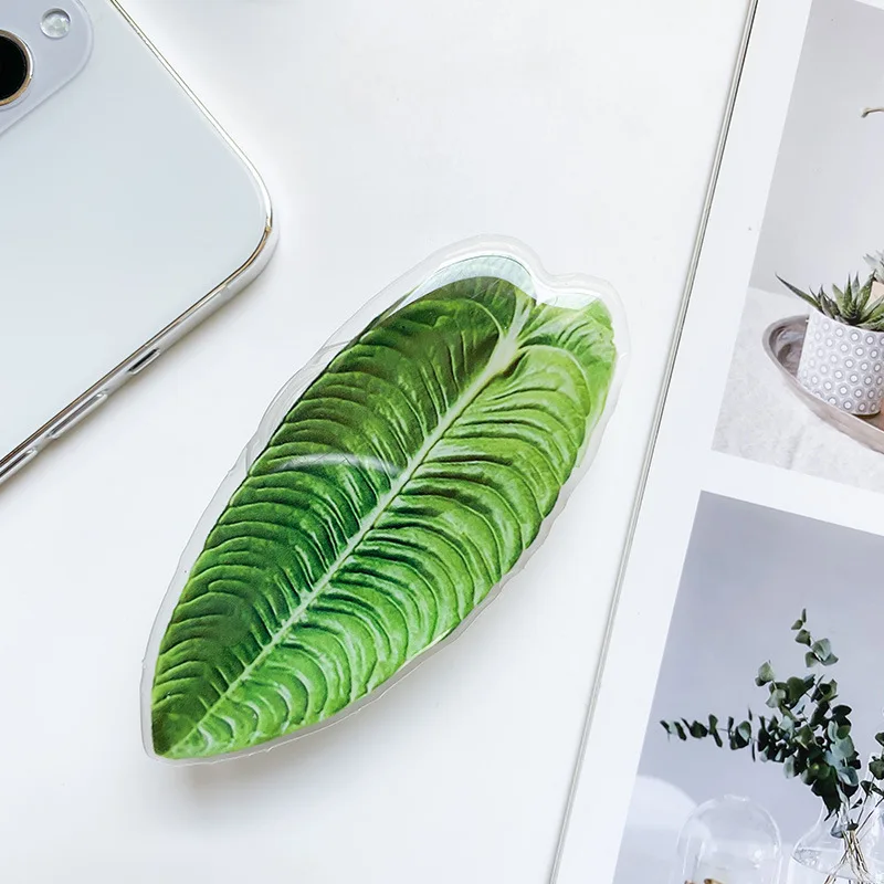 Simulation Leaves Phone Expanding Stand And Grip On Desk CellPhone Holder Finger Ring Support Foldable Phone Holder Plant