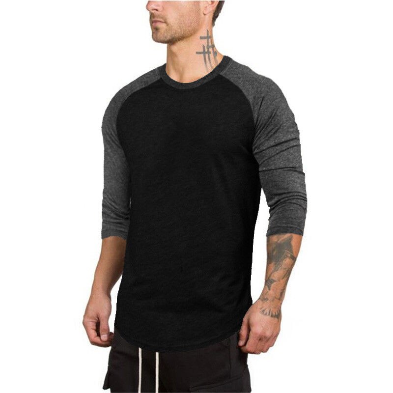 Männer der 3/4 Hülse Laufen Männer Schnell Trockenen T-Hemden Laufende schlank passen Spitzen Abschläge Sport männer Fitness Fitnessstudio T Hemden Muskel T