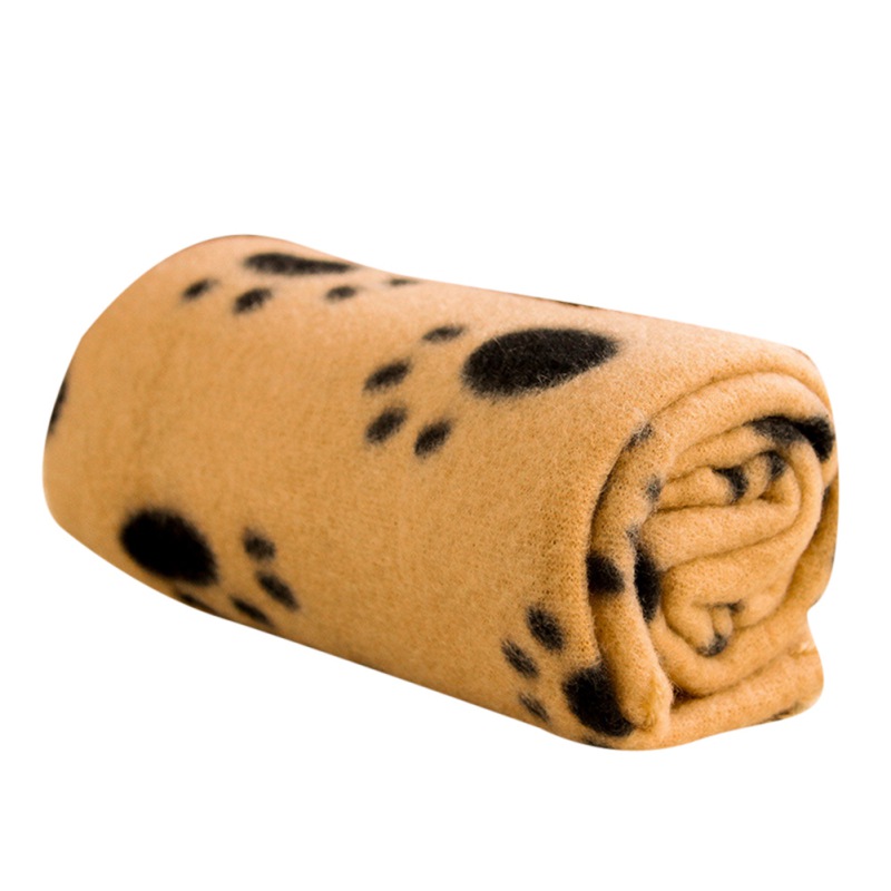 Alfombrilla de lana suave para cama de perro, manta de invierno para Gato , con estampado bonito para cachorro, funda para dormir, toalla, cojín para perros pequeños, suministros: Khaki / S