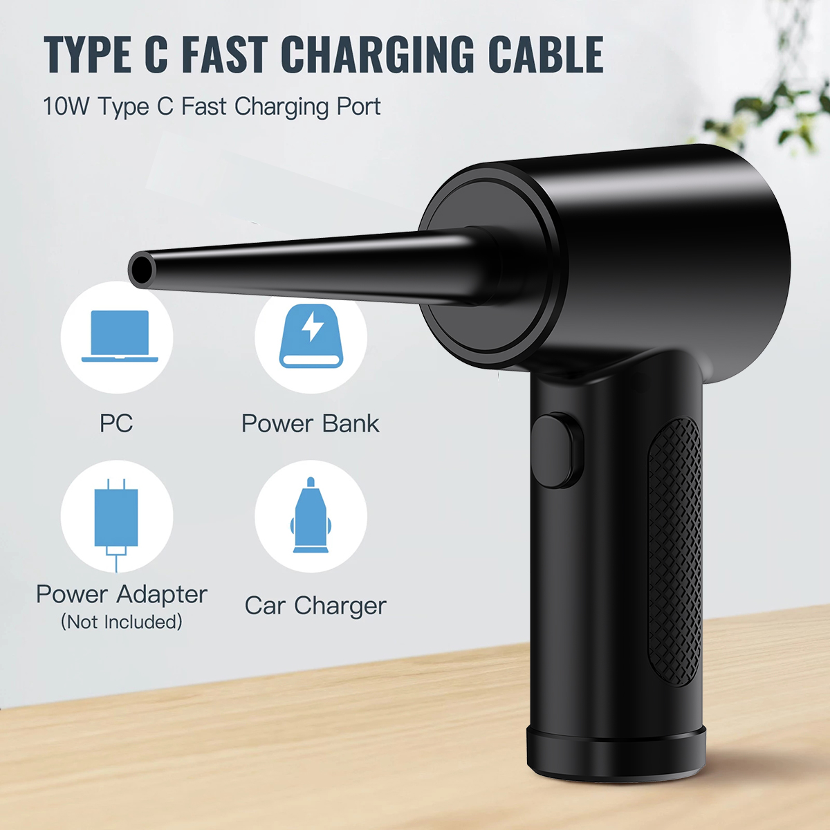 Compressed Air Duster for Keyboard Electric Air Blower Computer Cleaning Cordless Air Dust Cleaner for PC Crumbs Car