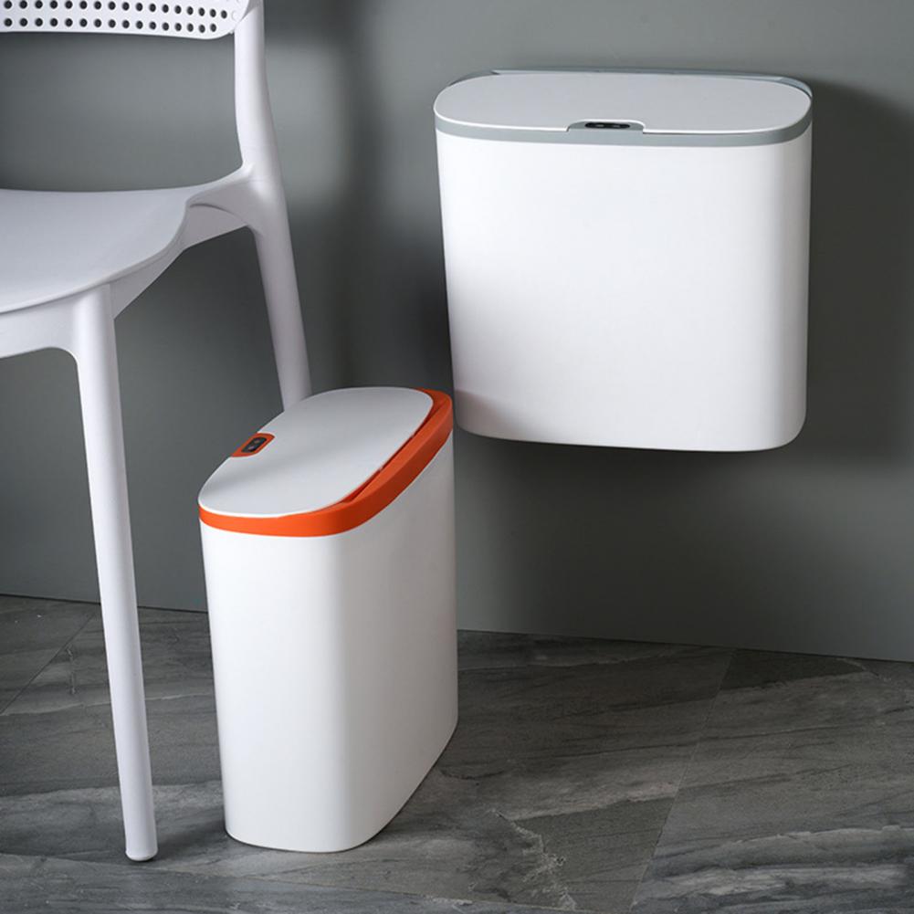Wall Mounted Electric Trash Can Motion Sensor Garbage Basket with Lid Smart Intelligent Induction Trash Can for Kitchen Bathroom