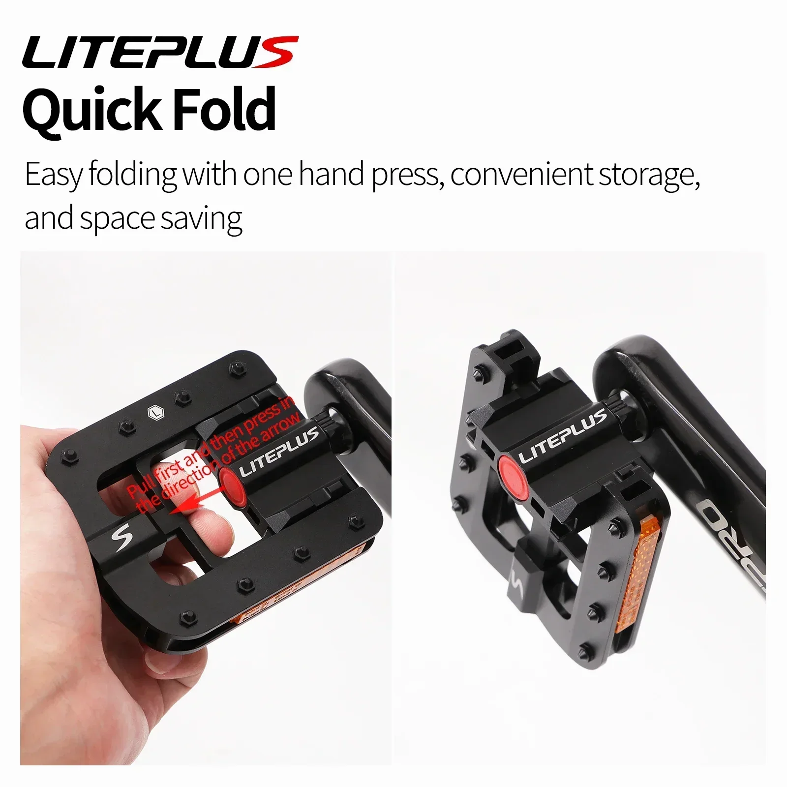 Liteplus Vouwfiets Pedalen Antislip Volledig aluminium Quick Vouwfiets Pedalen BMX Fiets Vouwpedalen Fietsonderdelen