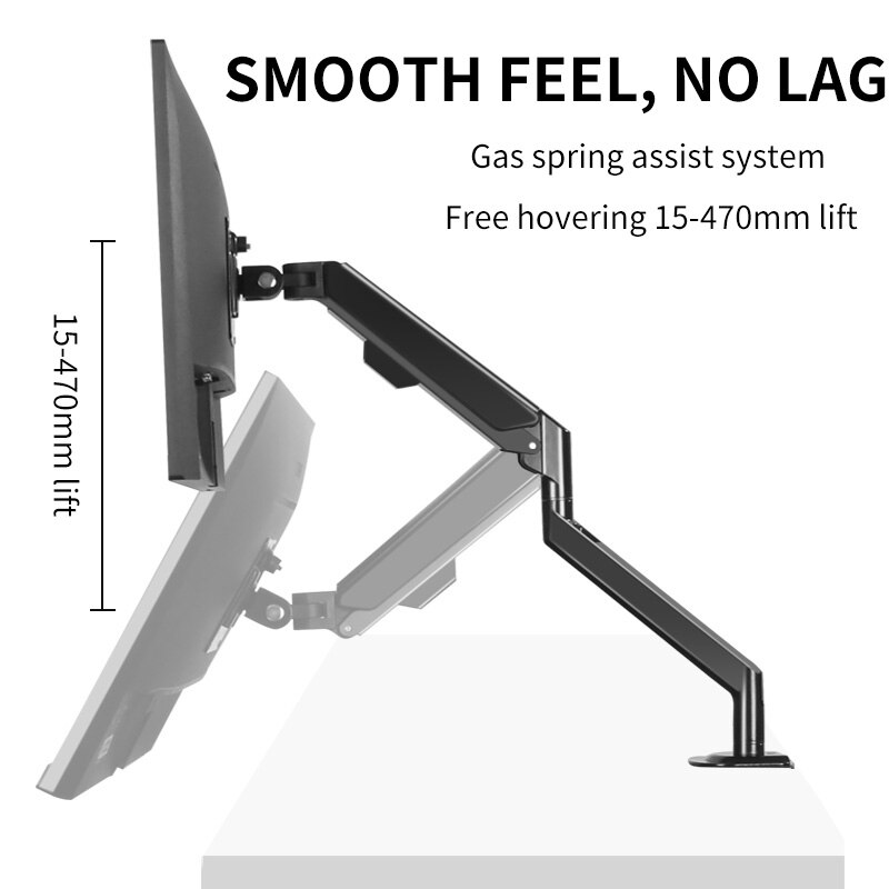 HILLPORT Gas Spring Arm 22-35 Inch 360 Rotate Tilt Swivel Desktop Screen Monitor Holder