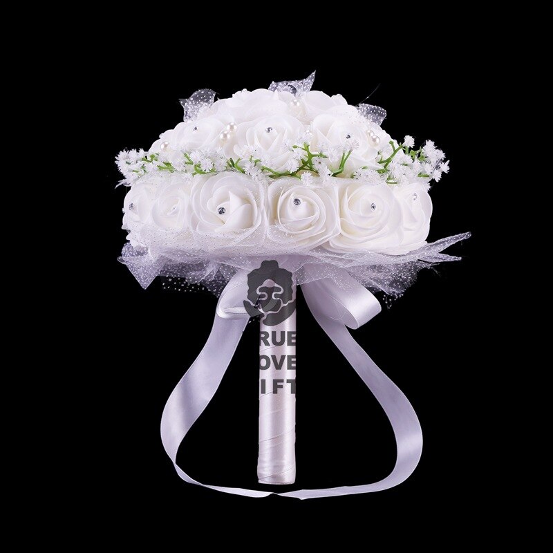 Ramos de diamantes de imitación de flores de espuma rosa, accesorios de boda de cinta de Margarita pequeña hechos a mano romántica, 9 colores