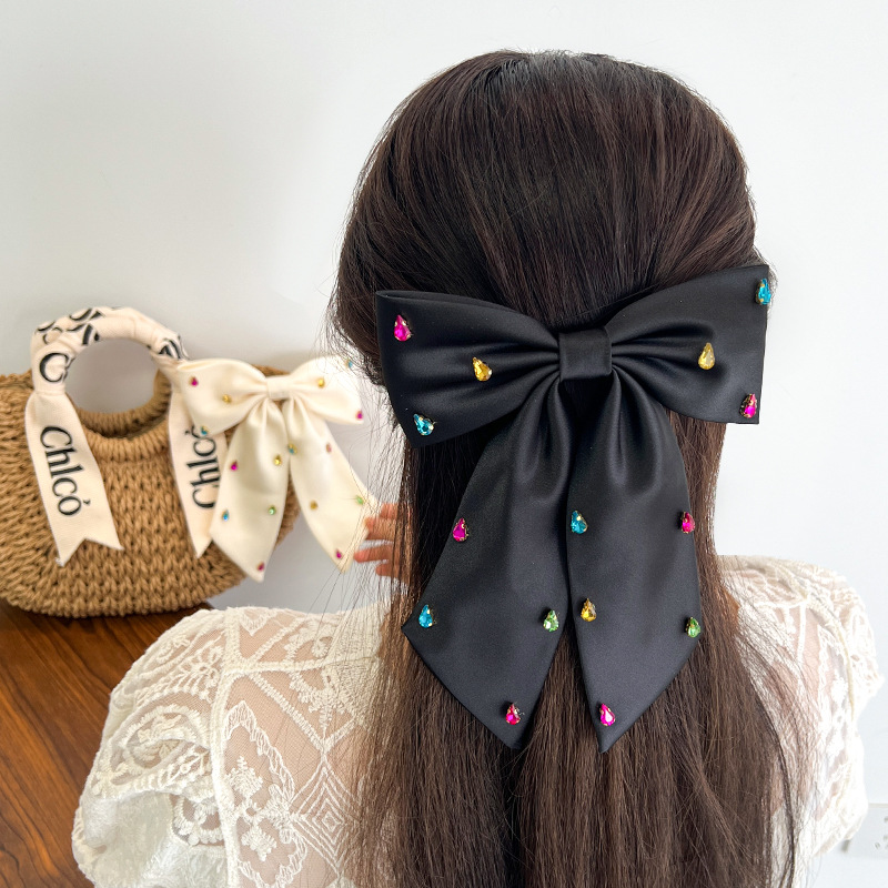 Ladies' Hair Clips Bowknots Colorful Rhinestones Barrette Headwear Sweet Gentle Versatile High Hair Accessories
