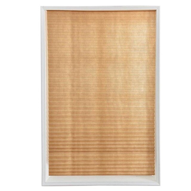 Self-Adhesive Pleated Blinds Curtains Half Blackout Windows For Bathroom Balcony Shades For Living Room Home Window Door: Brown / 60x180