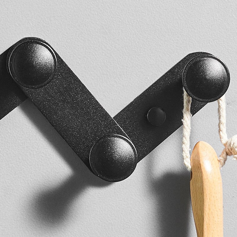 ROVATE Movable Frame Coat Hooks Folding Swing Arm Swivel Hook with Multi Foldable Arms Wall Mount Matt Black