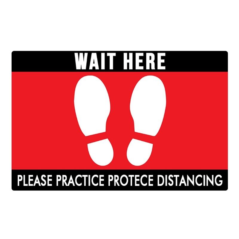 Please practice social distancing floor sign.Safety sign.Rectangle Pressure sens 28GF: D