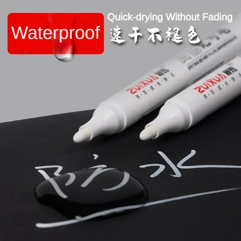10/100 PCS White Marker Pen Paint Oily Waterproof Tire Painting Graffiti Pens Permanent Pen Stationery Art Office Supplies