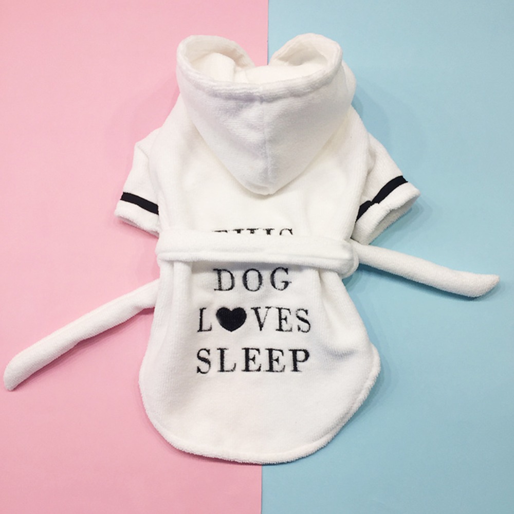 Pet badekåbe koral cashmere fortykket pet hoodie natkjole pyjama hund badekåbe superabsorberende håndklæde til hvalp hunde katte