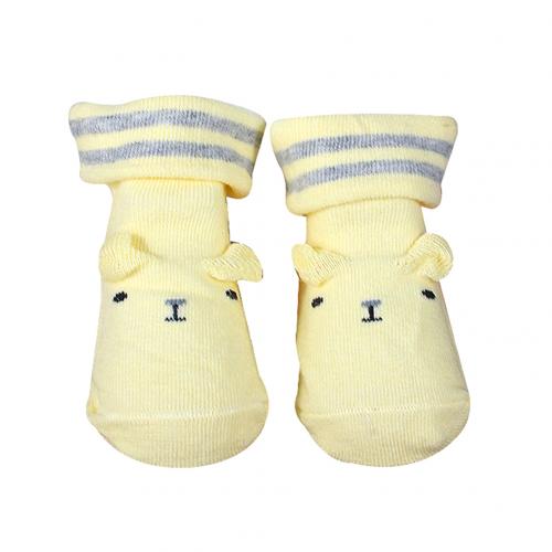 Criança Meias Bonito Dos Desenhos Animados Urso Bebê Ifant Meninos Meninas meias de Algodão Macia e Quente Anti-slip Sole Indoor Piso Tornozelo meias 0-6 meses: Amarelo