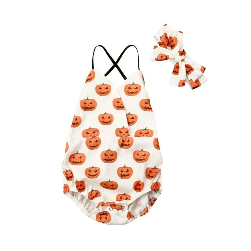 Pudcoco Summer Halloween Baby Newborn Boy Girl Infant Romper Bodysuit Clothes Outfit Headband Suit