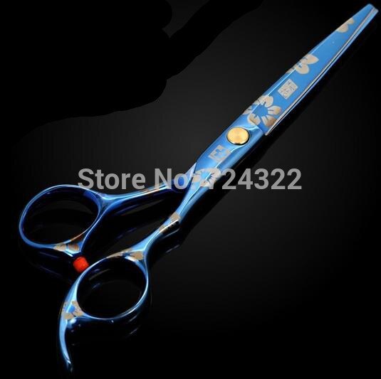 6.0 & 5.5 inch 440c blue hairdressing scissors shears Cutting & thinning barber hair scissors set