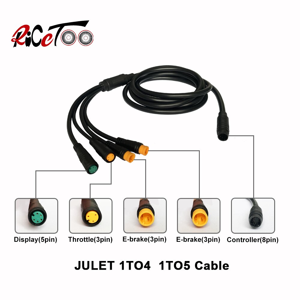 Ricetoo Julet 1T4/1T5 Waterdichte Kabel Controller/Licht/Ebrake/Throttle/Display E-Bike Kabel conversie Accessoires