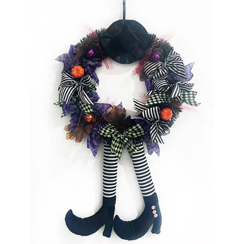 Mumie kransform halloween dekorasjon hjem dør vindu vegghengt ornament moro skummel plastdekorasjon festgirlander: Fluorescensgul