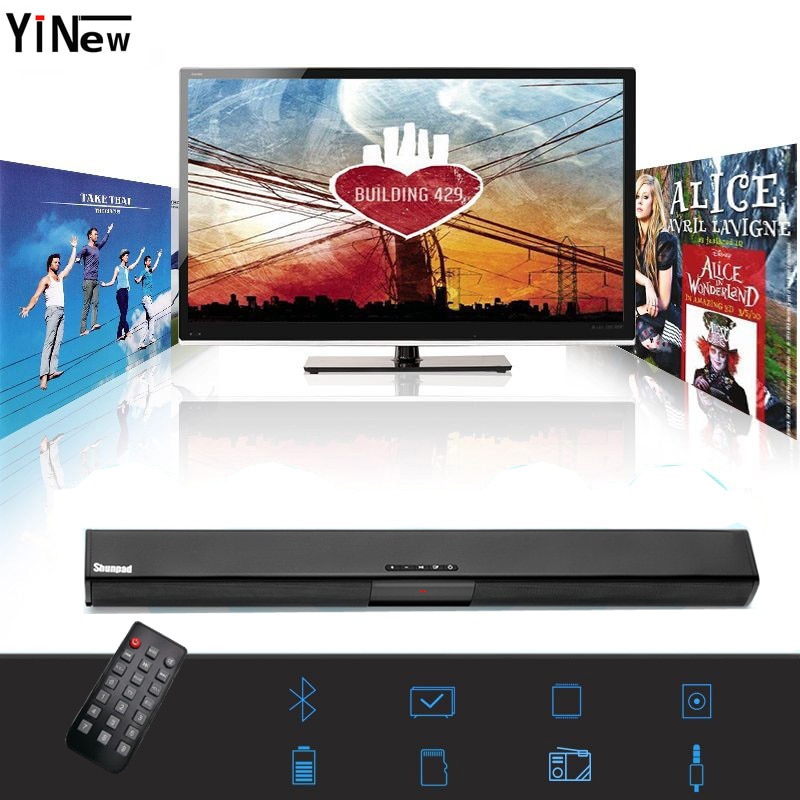 20W Sound Bar Bluetooth Soundbar Column Dual Subwoofers Speaker Home Theater Surround Sound System Hang Wall Built-in 3D Stereo