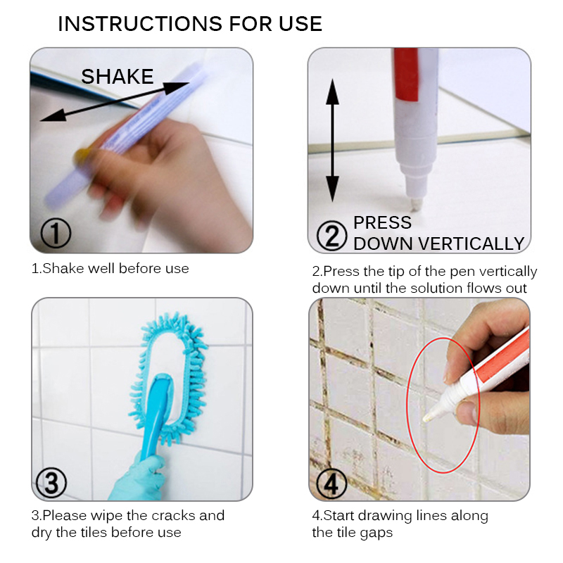 Flisereparation pen injektionsmørtel fliser søm skønhed pen fliser hul reparation farve pen giftfri og sikker akryl tip