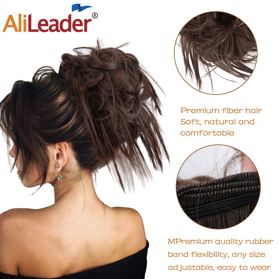 Alileader Synthetische Chignon Messy Knot Warrige Haarstukje 13 Kleur Elastische Band Chignon Synthetische Flexibele Haar Broodjes Voor Vrouwen