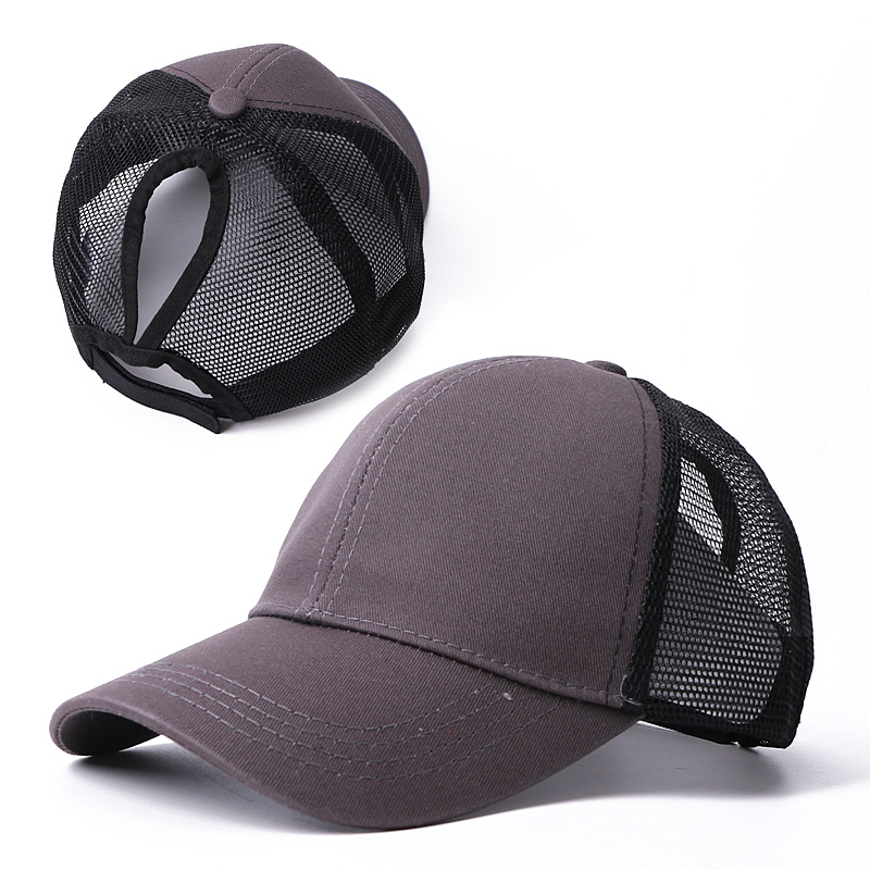 Ponytail Solid Color Mesh Baseball Cap For Women Men Plain Summer Sun Hat Unisex Adjustable Outdoor Hip-Hop Washed Caps: K