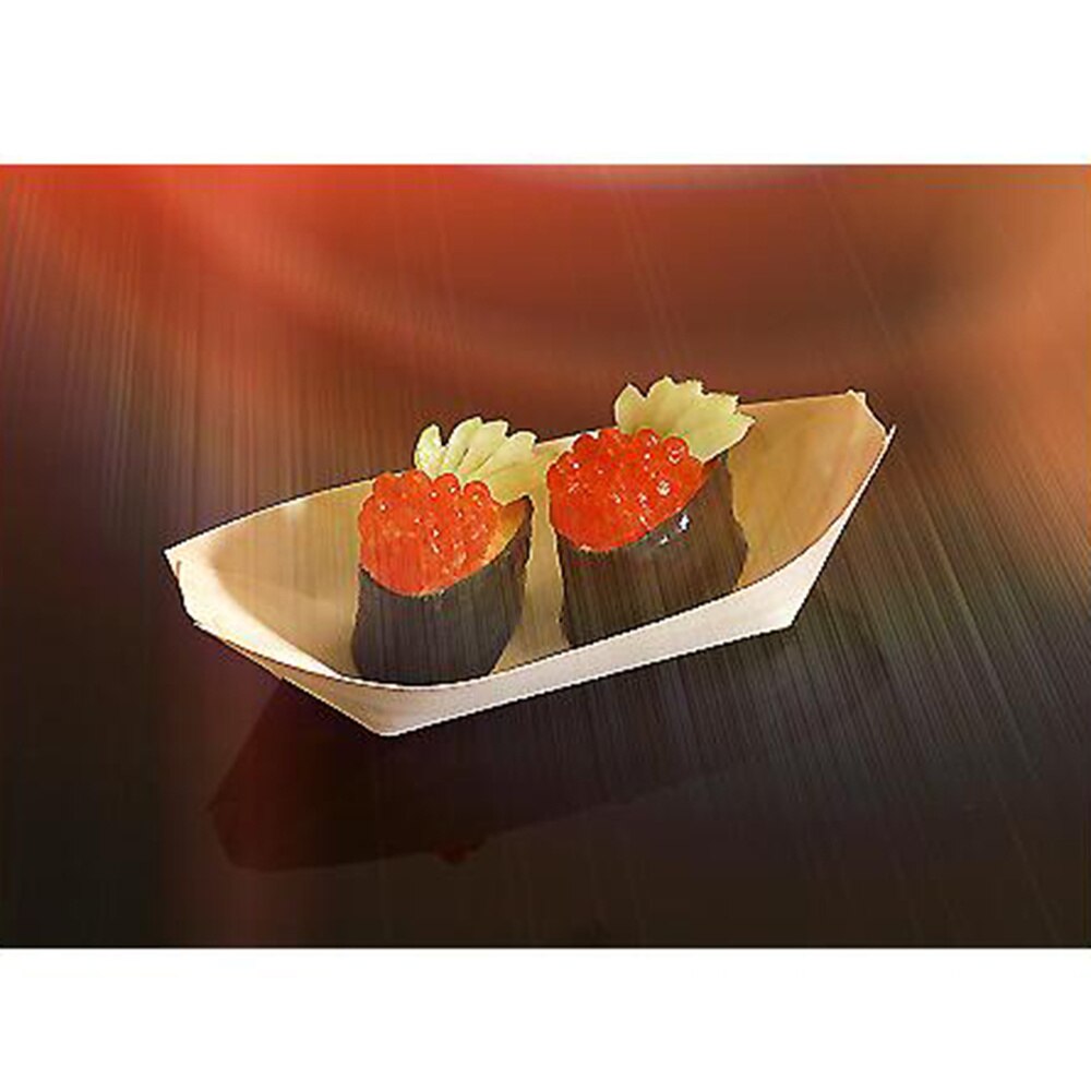 50 stuks wegwerp houten dienbladen grote natuurlijke berkenhouten serveerboten borden schalen voor eten snacks hapjes  (6 x 4 x 2cm)