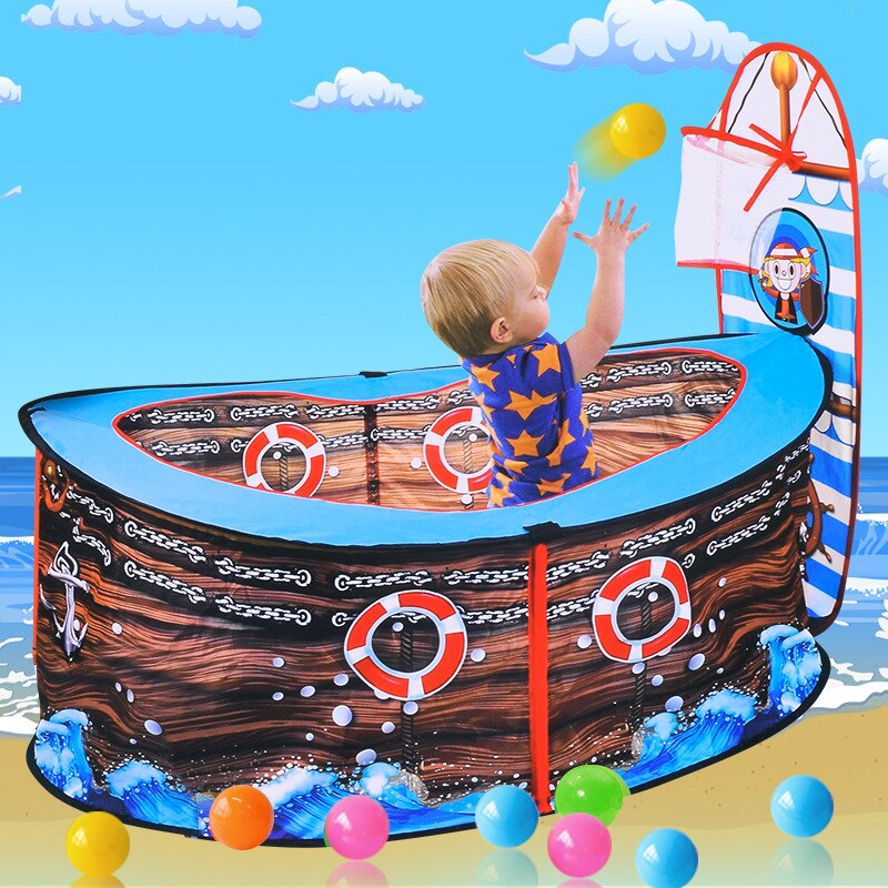 Baby Piratenschip Tent Kids Ballenbak Draagbare Zwembad Opvouwbare Speelhuis Baby Zwembad Ballen Met Mand Outdoor Speelgoed Voor kinderen
