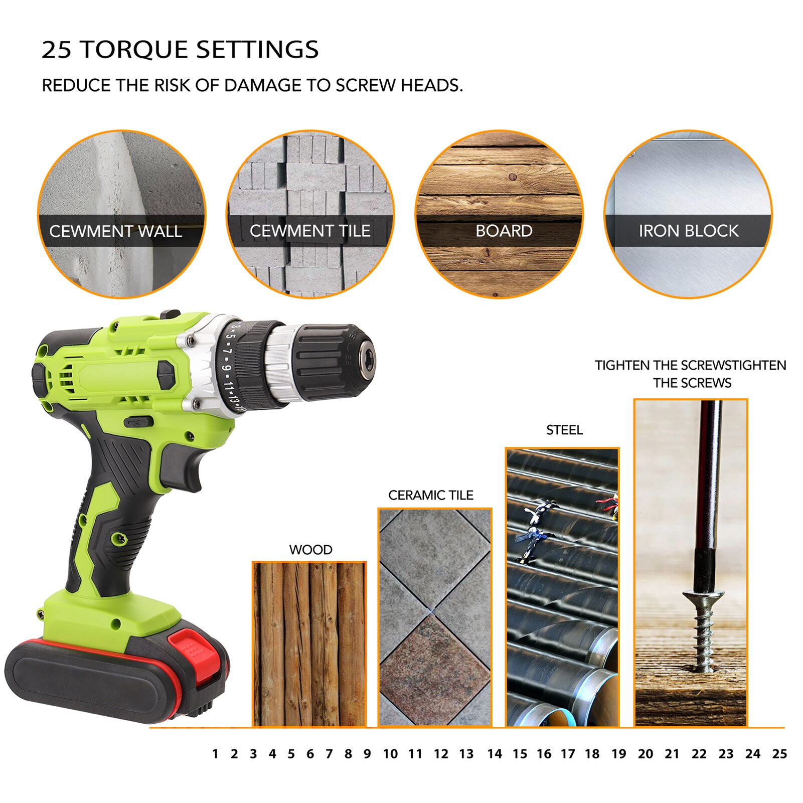 21V Woodworking Electric Cordless Drill High-power Lithium Battery Wireless Rechargeable Hand Drills DIY Electric Power Tools