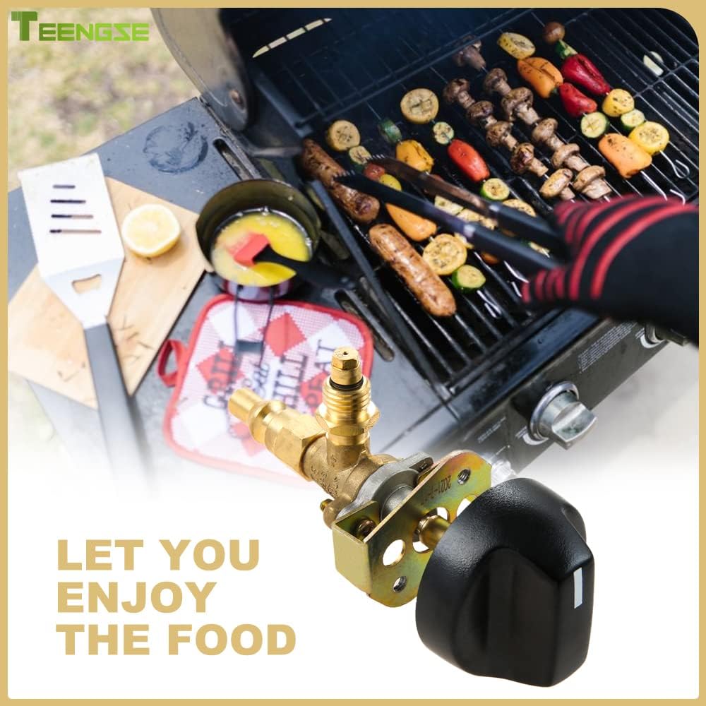 Propangrill-Ventil-Steuerknopf mit 1/4-Zoll-Schnellanschlussstecker 57274, Ersatz für Olympian 5500/5100 Weber 200 Camper aus massivem Messing